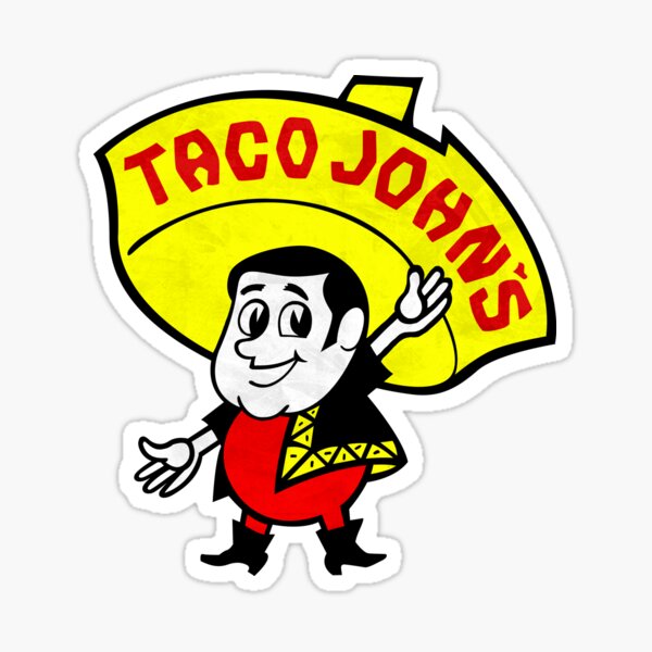 Defunct 60s Taco John's Mexican Food Restaurant Mascot Character Sticker