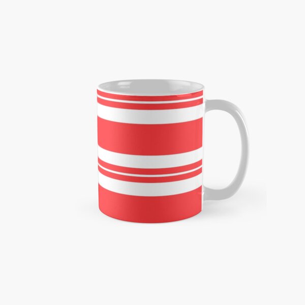 Tomato red and white stripe pattern Classic Mug