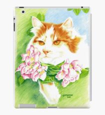 Ginger and white cat in Apple Blossom Tree iPad Case/Skin