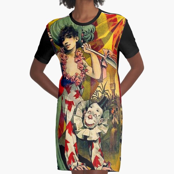CIRCUS : Vintage 1890 Circus Advertising Print Graphic T-Shirt Dress