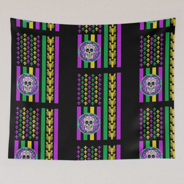Item preview, Mardi Gras With My Gnomies Flag  designed and sold by WoodburyLake.