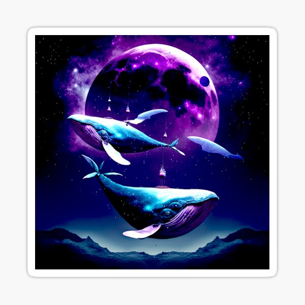 Whales flying in the cosmos Sticker