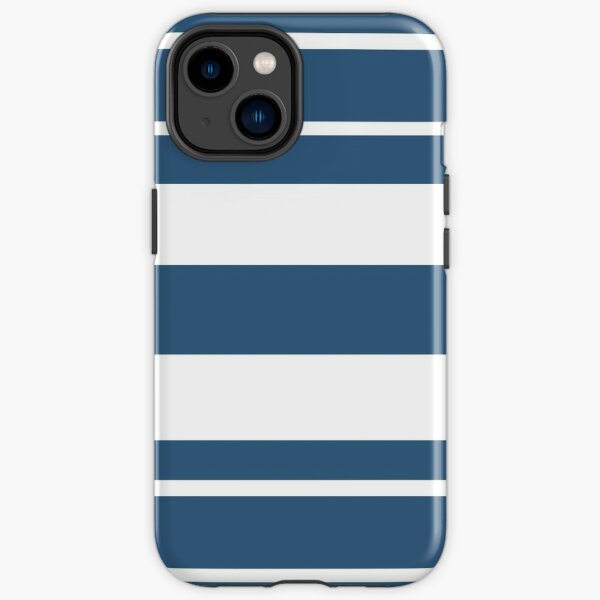 Teal blue and white stripe pattern iPhone Tough Case