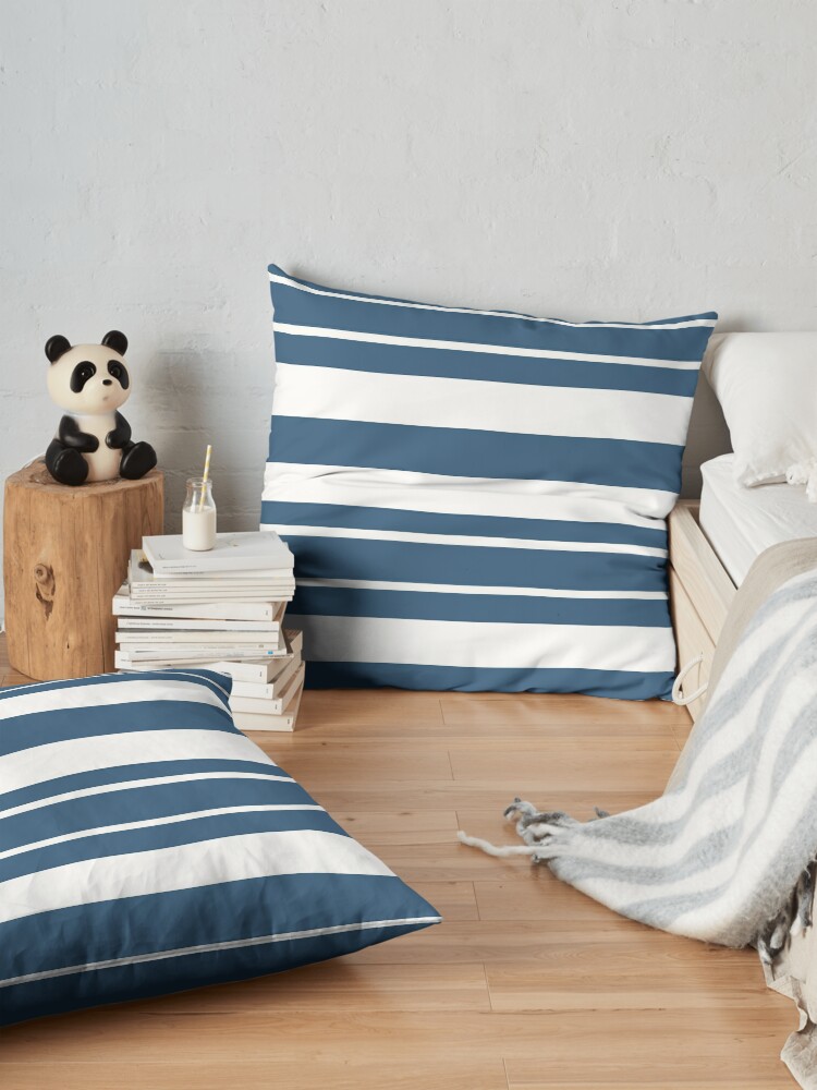 Alternate view of Teal blue and white stripe pattern Floor Pillow