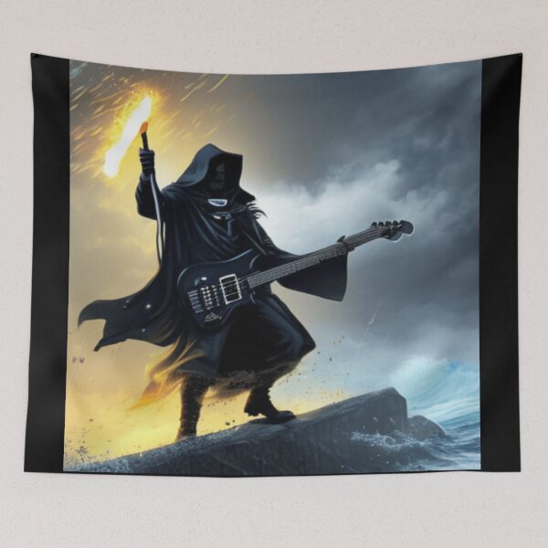 Aperçu de l'œuvre Grim Reaper jouant de la guitare dans l'œil d'un ouragan créée et vendue par theprof2021.