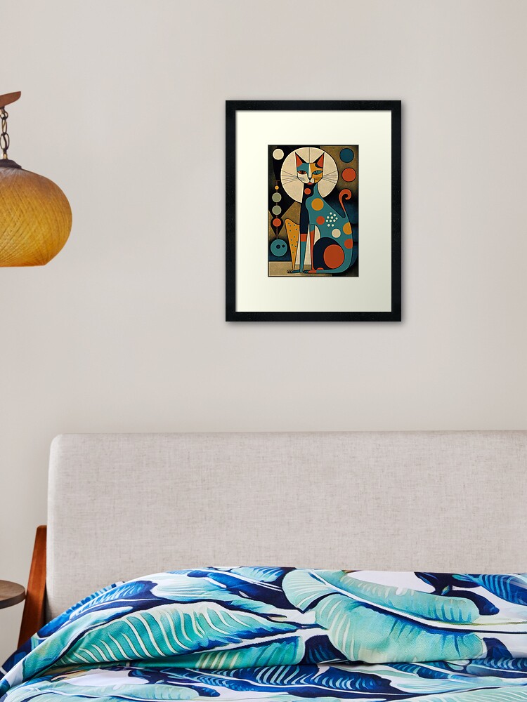 Thumbnail 1 of 7, Framed Art Print, Mid Century Cat 8 Abstract Art Print Painting Wall Decor designed and sold by winterkitty88.