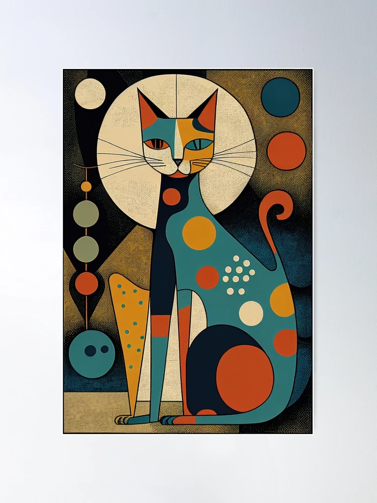 Mid Century Cat 8 Abstract Art Print Painting Wall Decor | Poster