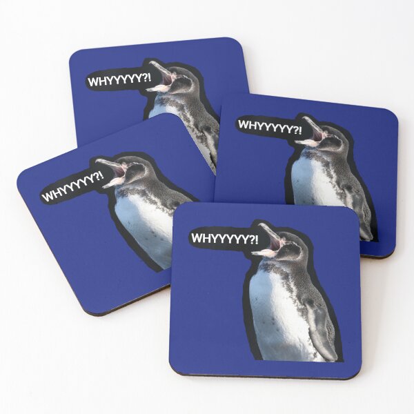 Item preview, Galapagos Penguin questions life (Blue 0F1D7B Background) designed and sold by SBPenguins.