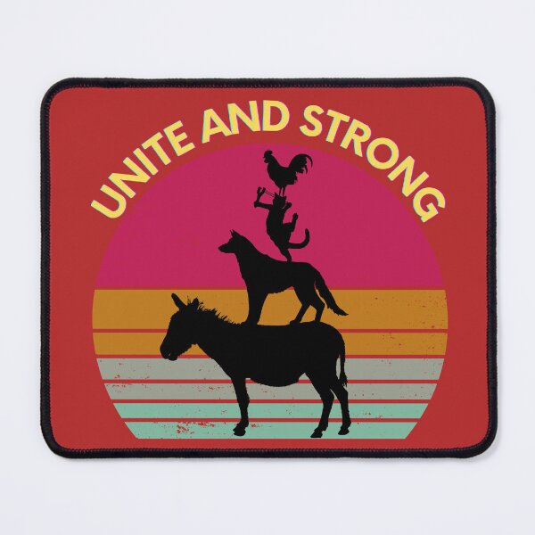 Item preview, animal on top of each other in retro sunset with words unite and strong designed and sold by MerryCrown.