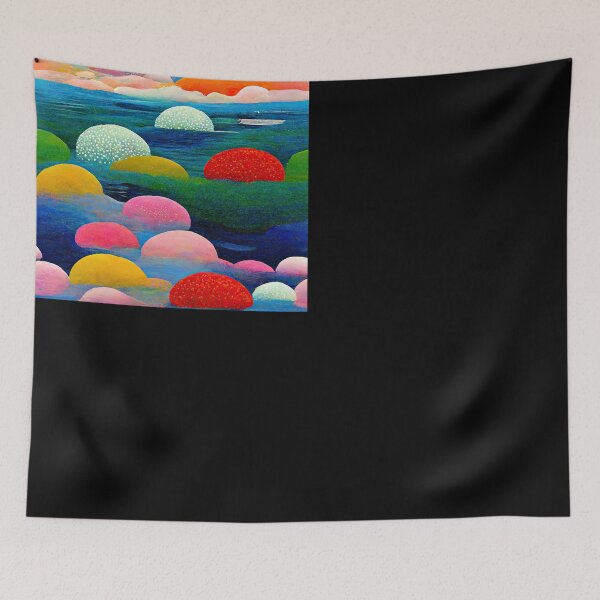 Item preview, Happy grassy clouds floating in the sea designed and sold by DESIGNERCATS.