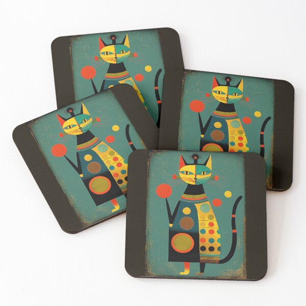 Item preview, Mid Century Cat 11 Abstract Art Print Painting Wall Decor designed and sold by winterkitty88.