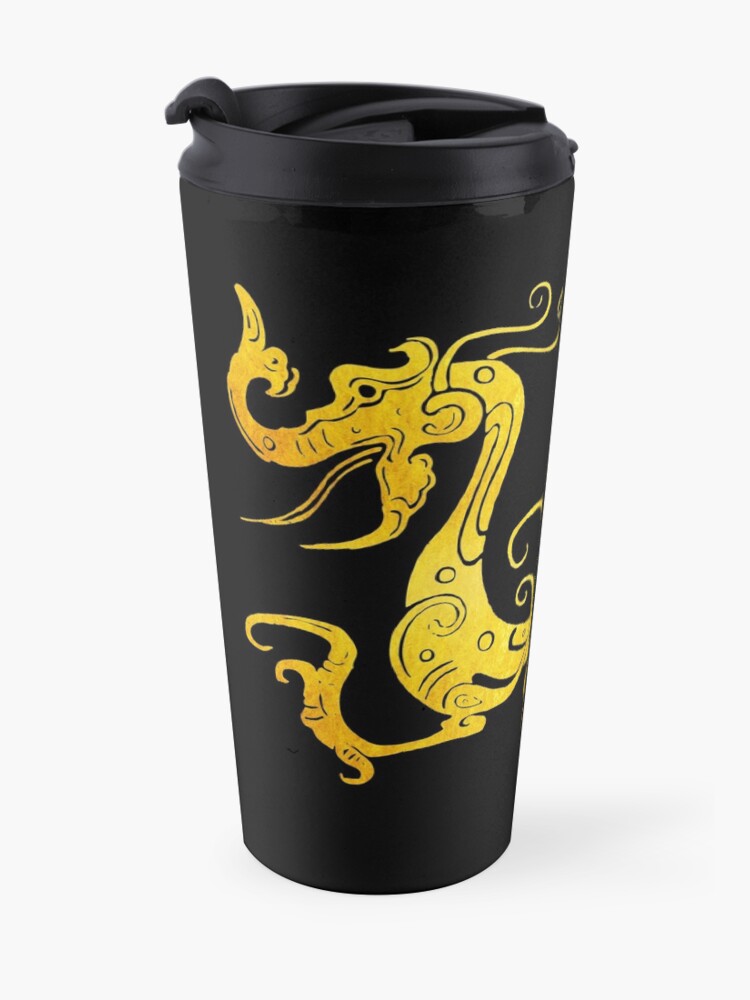 Alternate view of Gold Copper Dragon on Black Travel Mug