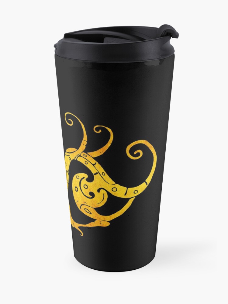 Alternate view of Gold Copper Dragon on Black Travel Mug