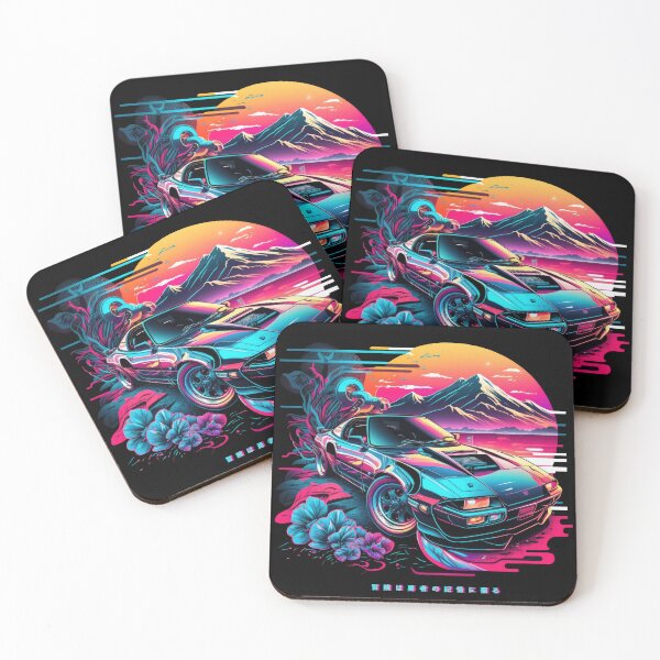 Item preview, Japanese Sport Car Mount Fuji Shore Synthwave designed and sold by SamuraiSwords.
