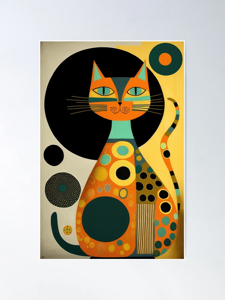 趣味・スポーツ・実用 Domestic Aesthetic Household Art 1920- Mid Century Cat 12 Abstract Art Print Painting Wall Decor