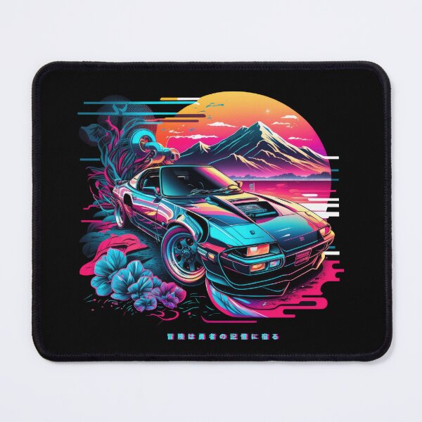 Item preview, Japanese Sport Car Mount Fuji Shore Synthwave designed and sold by SamuraiSwords.