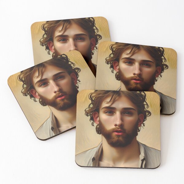 Item preview, Art Noveau Bearded Man -Ray designed and sold by LthrDaddyBear.