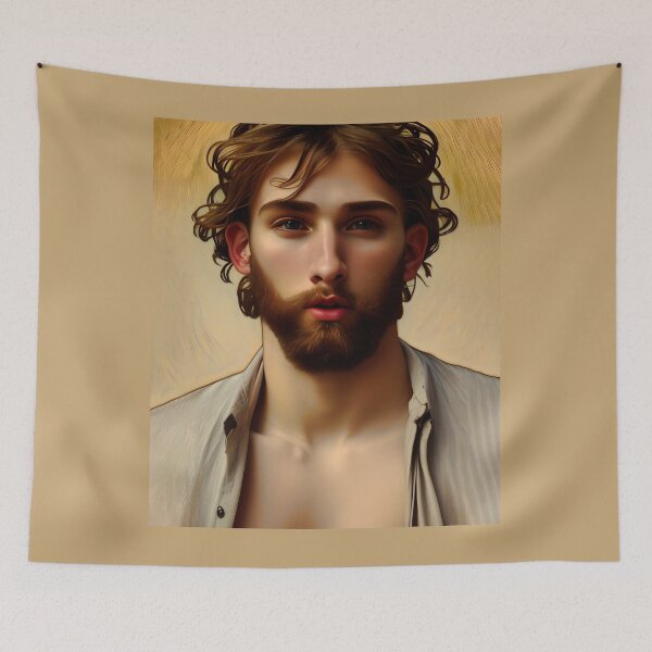 Item preview, Art Noveau Bearded Man -Ray designed and sold by LthrDaddyBear.