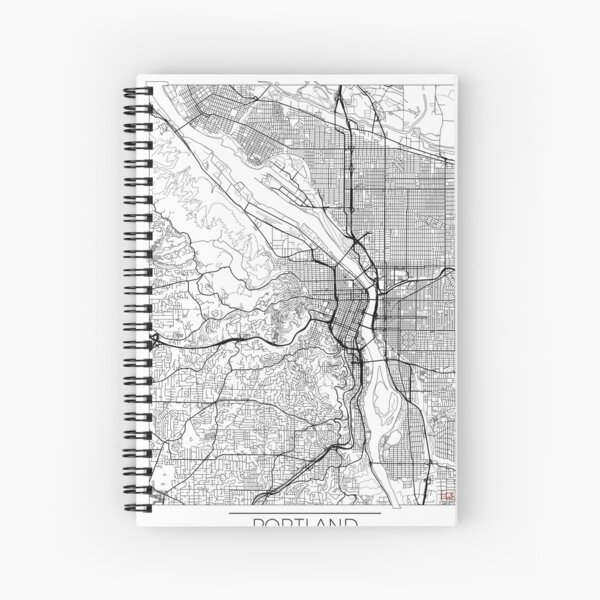 Portland Map Minimal Spiral Notebook