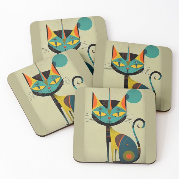Item preview, Mid Century Cat 14 Abstract Art Print Painting Wall Decor designed and sold by winterkitty88.