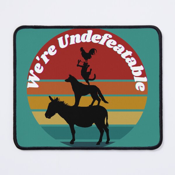 Item preview, animal on top of each other in retro sunset and words we're undefeatable designed and sold by MerryCrown.