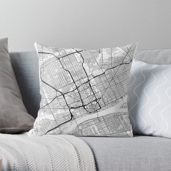 Detroit Map Minimal Throw Pillow
