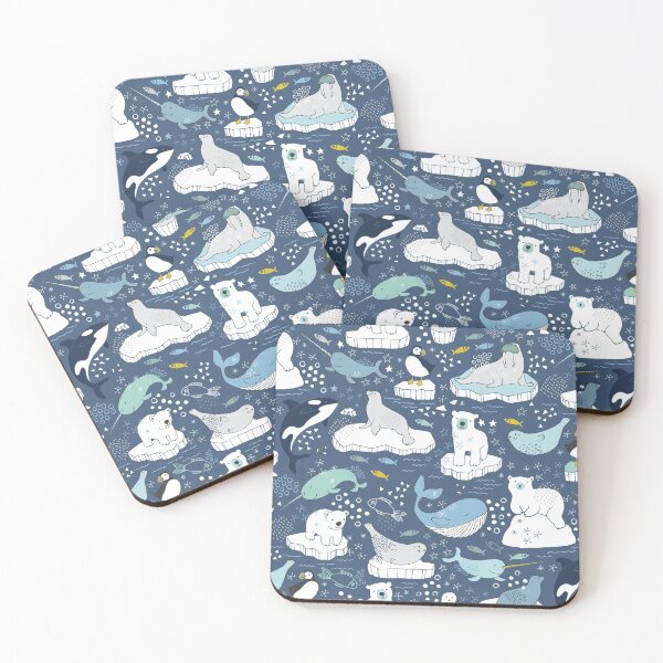 Item preview, Arctic Animal Icebergs - blue and mustard - Fun Pattern by Cecca Designs designed and sold by Cecca-Designs.