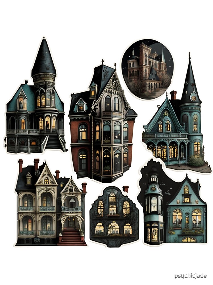 Gothic Victorian Homes Stickers Sticker for Sale by psychicjade