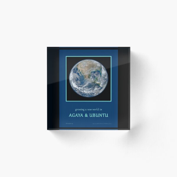 Agaya & Ubuntu Blue Marble Acrylic Block
