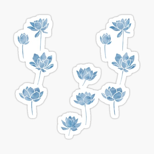 Item preview, Pure zen waterlily pattern in blue and white designed and sold by adenaJ.