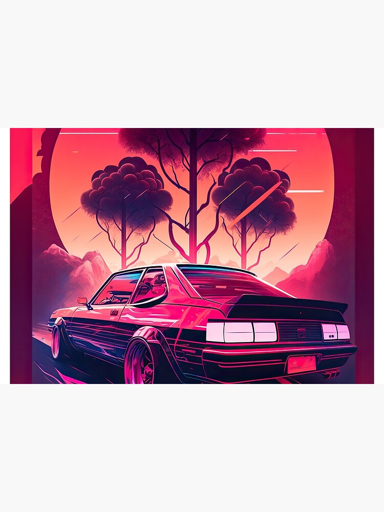 Disover Synthwave car drive , aesthetic 80s Bath Mat