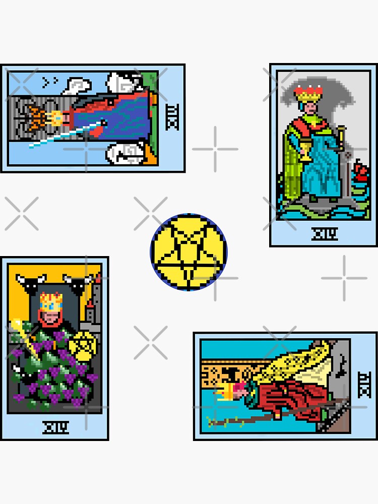 "Pixel Waite Tarot Minor Arcana Court Cards Kings 87th Sticker Pack