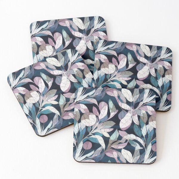 Item preview, rosy leaves design on dark background, mosaic  designed and sold by YeKnot.