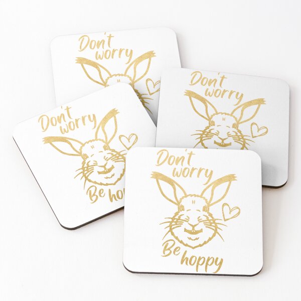 Item preview, Don't worry be HOPPY - A smiling, happy bunny rabbit designed and sold by LadySquiggle.
