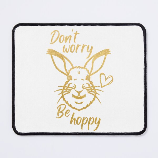 Item preview, Don't worry be HOPPY - A smiling, happy bunny rabbit designed and sold by LadySquiggle.