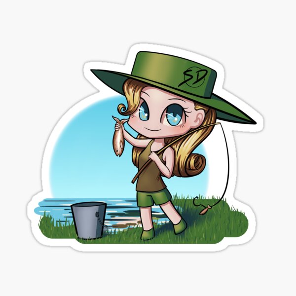 Anime chibi fishing Sticker
