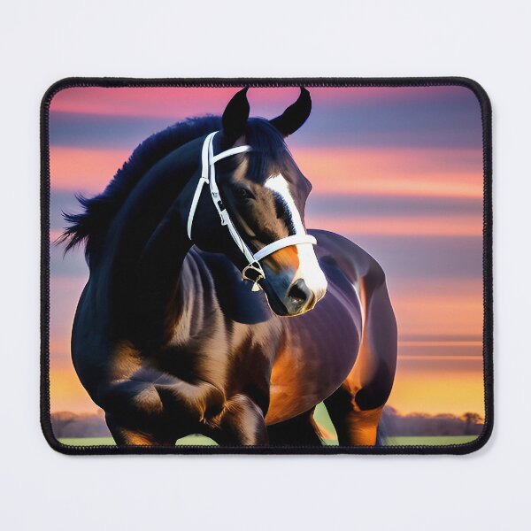Item preview, Horse Stallion Black and Brown Beauty Green Pastures and Sunset designed and sold by deniselynnimage.