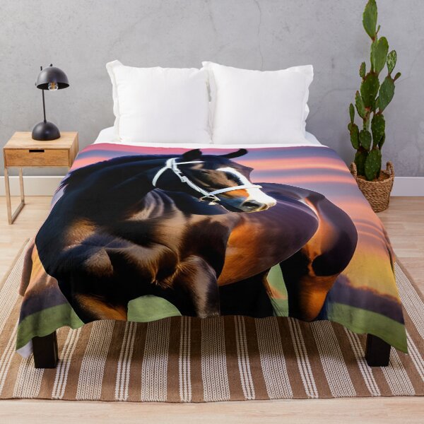 Item preview, Horse Stallion Black and Brown Beauty Green Pastures and Sunset designed and sold by deniselynnimage.