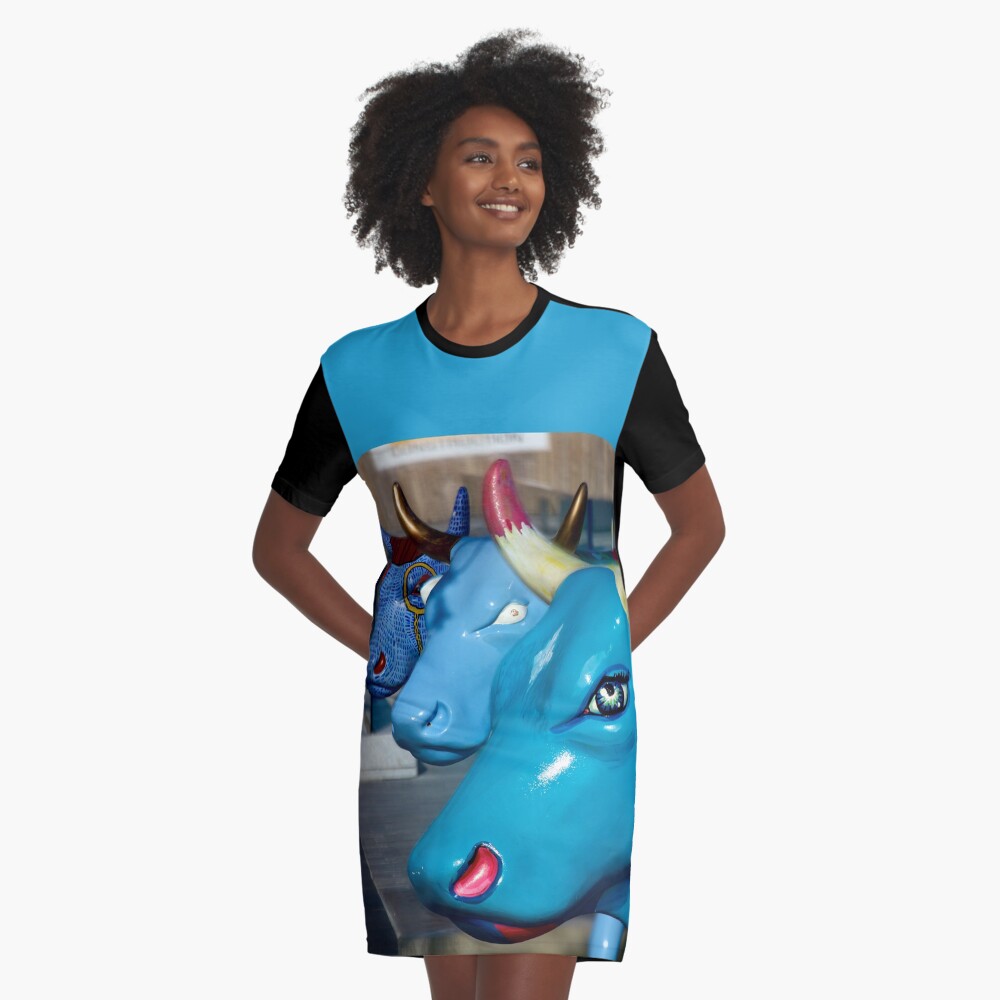 Three Cows on Parade, Ebrington Sq, Derry Graphic T-Shirt Dress