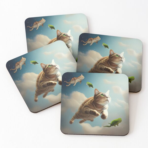 Item preview, a cat and frogs flying through the 1.p designed and sold by CosmicArtifact.