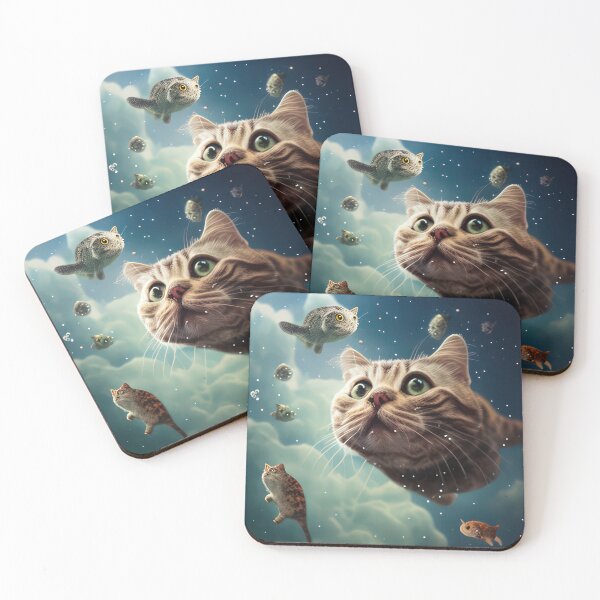 Item preview, a cat and frogs flying through the 4.p designed and sold by CosmicArtifact.