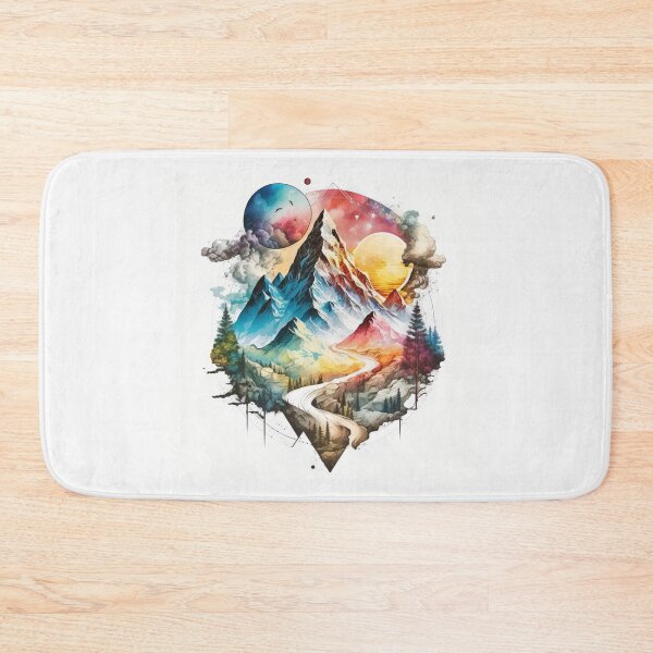 Item preview, Futuristic Mountains with Big Moon and Planets designed and sold by quick-drops.