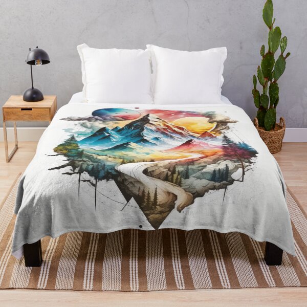 Item preview, Futuristic Mountains with Big Moon and Planets designed and sold by quick-drops.