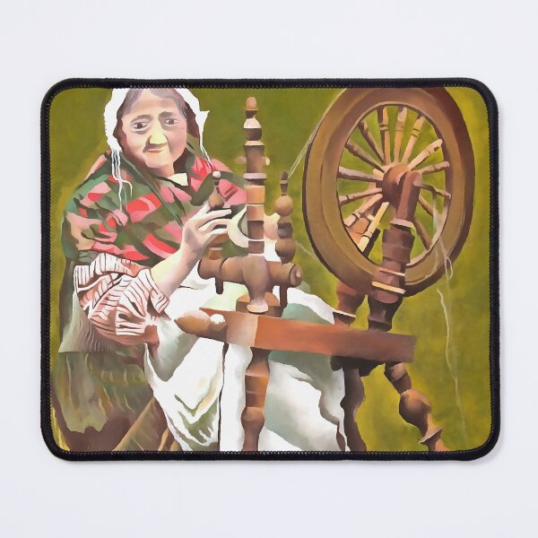 Item preview, Elderly Irish Woman Crafter At A Spinning Wheel designed and sold by taiche.