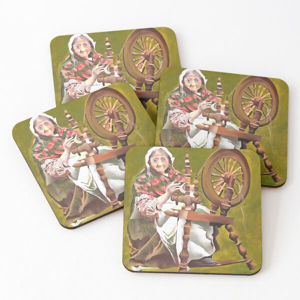 Item preview, Elderly Irish Woman Crafter At A Spinning Wheel designed and sold by taiche.