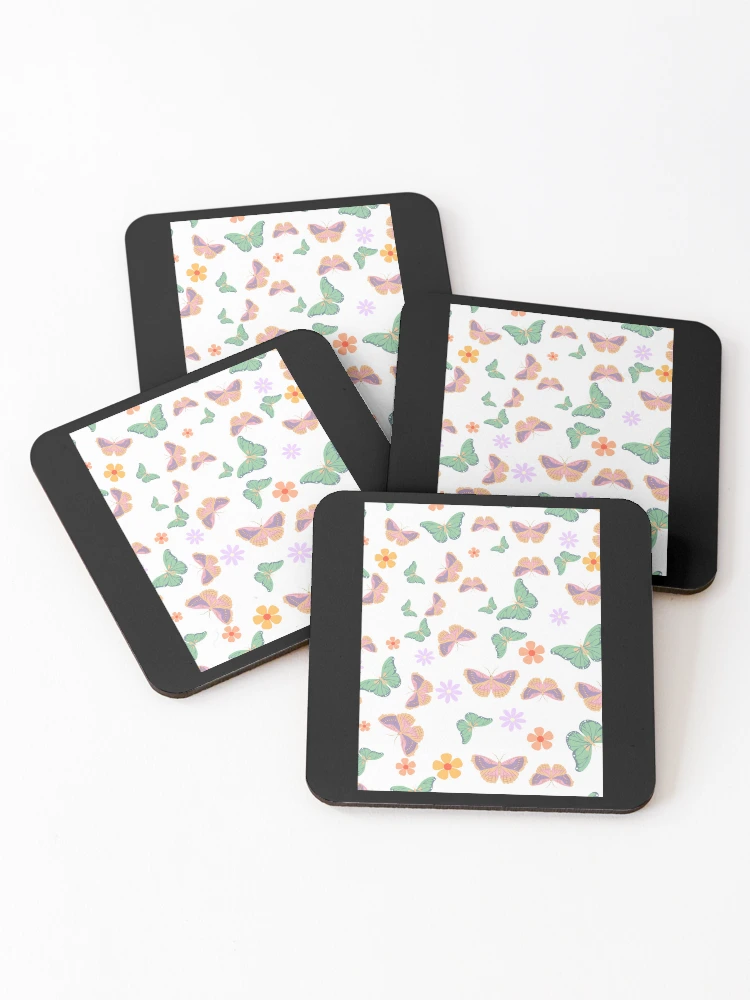 Thumbnail 1 of 5, Coasters (Set of 4), Butterfly Pattern designed and sold by BusyIsaWork.