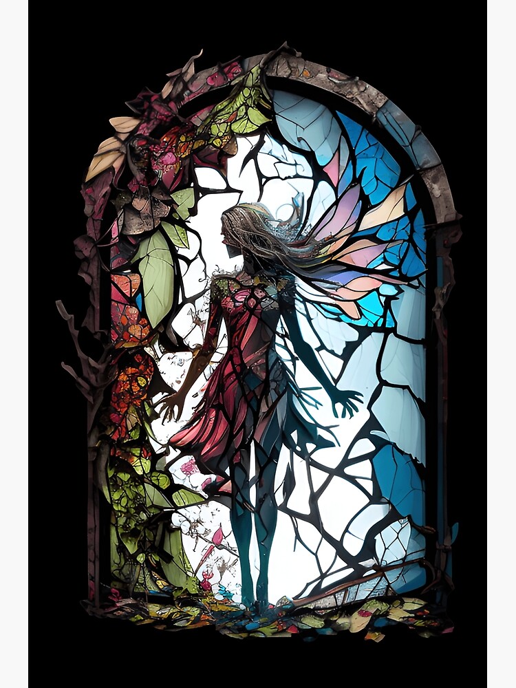 Fairy - Stained Glass fairy-stained-glass-art-print-for-sale-by-shadowandslate-redbubble