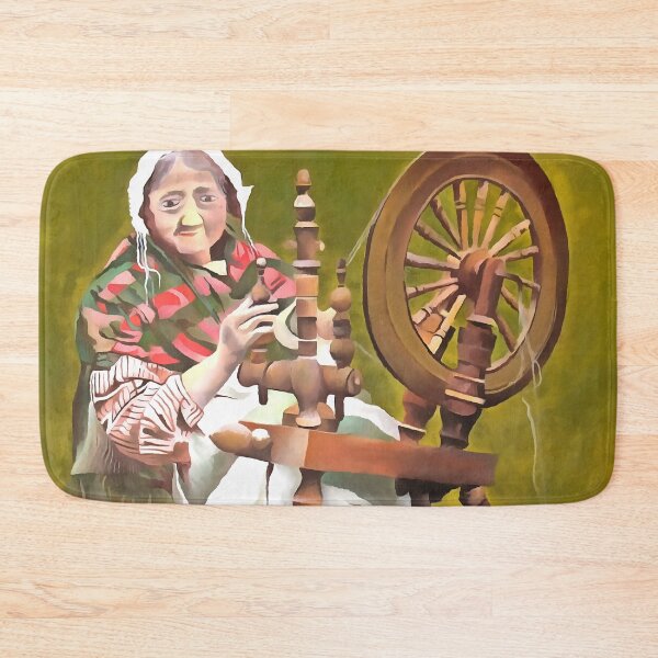 Item preview, Elderly Irish Woman Crafter At A Spinning Wheel designed and sold by taiche.
