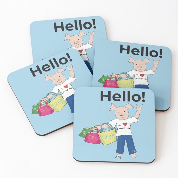Item preview, New Hello!  I love shopping and fashion! Cute pig, blue. Shopping designed and sold by PiggingJapan.