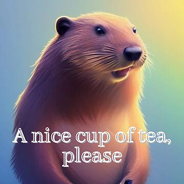 Artwork thumbnail, Polite Beaver says: "A nice cup of tea, please". by PhotoDesignNZ